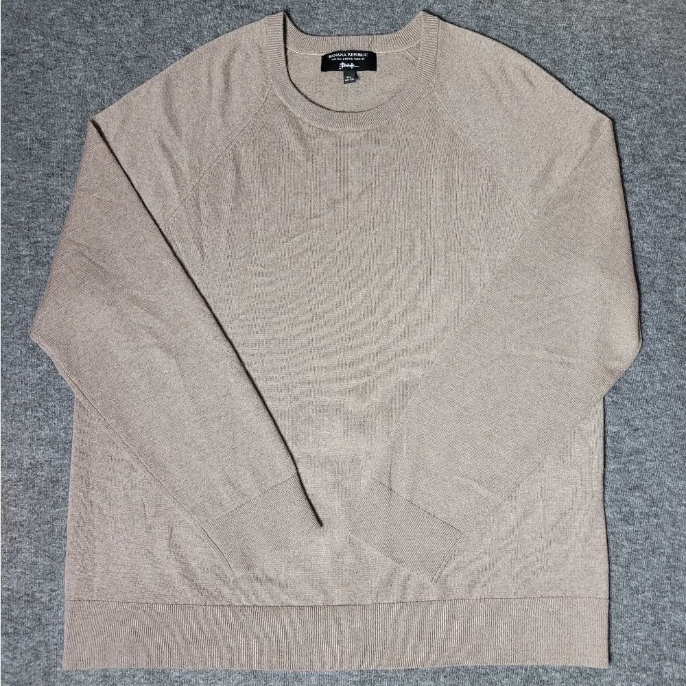 Banana Republic Mens Sweater Size XL Beige Italian Merino Yarn By Baruffa
